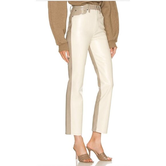 AGOLDE Paneled 90's Pinch Waist Powder Recycled Leather & Quail Recycled Leather - Picture 2 of 11